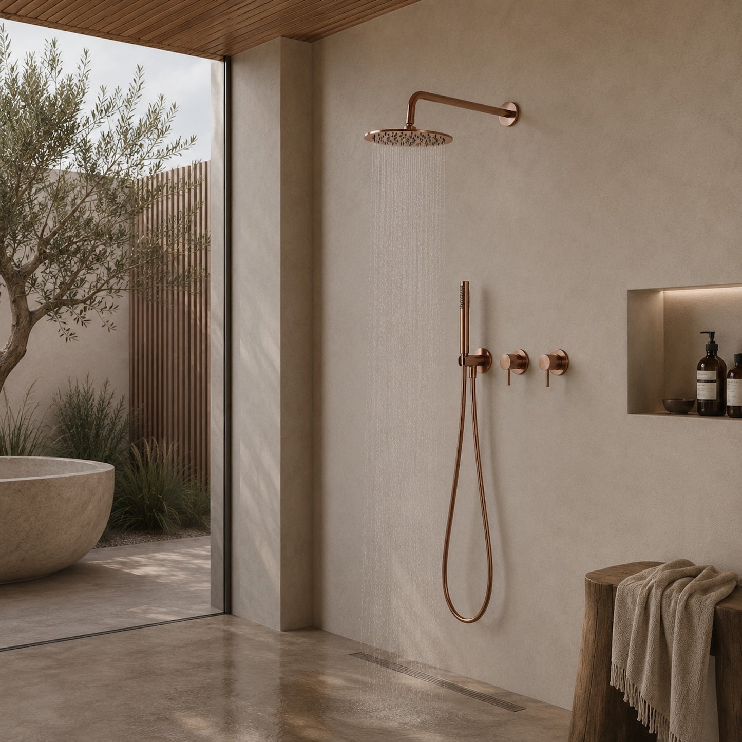 Kit doccia incasso 30 cm oro rosa eleganza e qualita