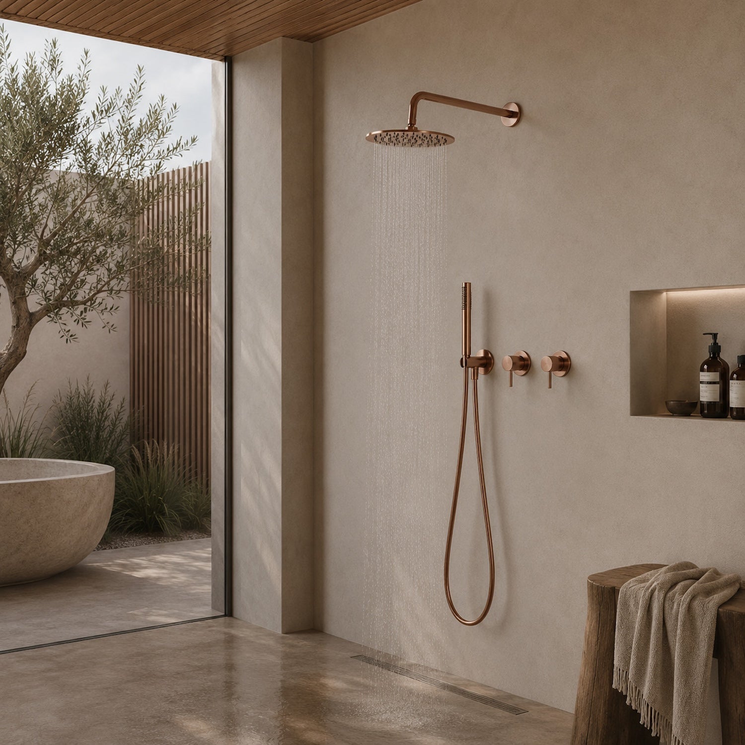 Kit doccia incasso 30 cm oro rosa eleganza e qualita