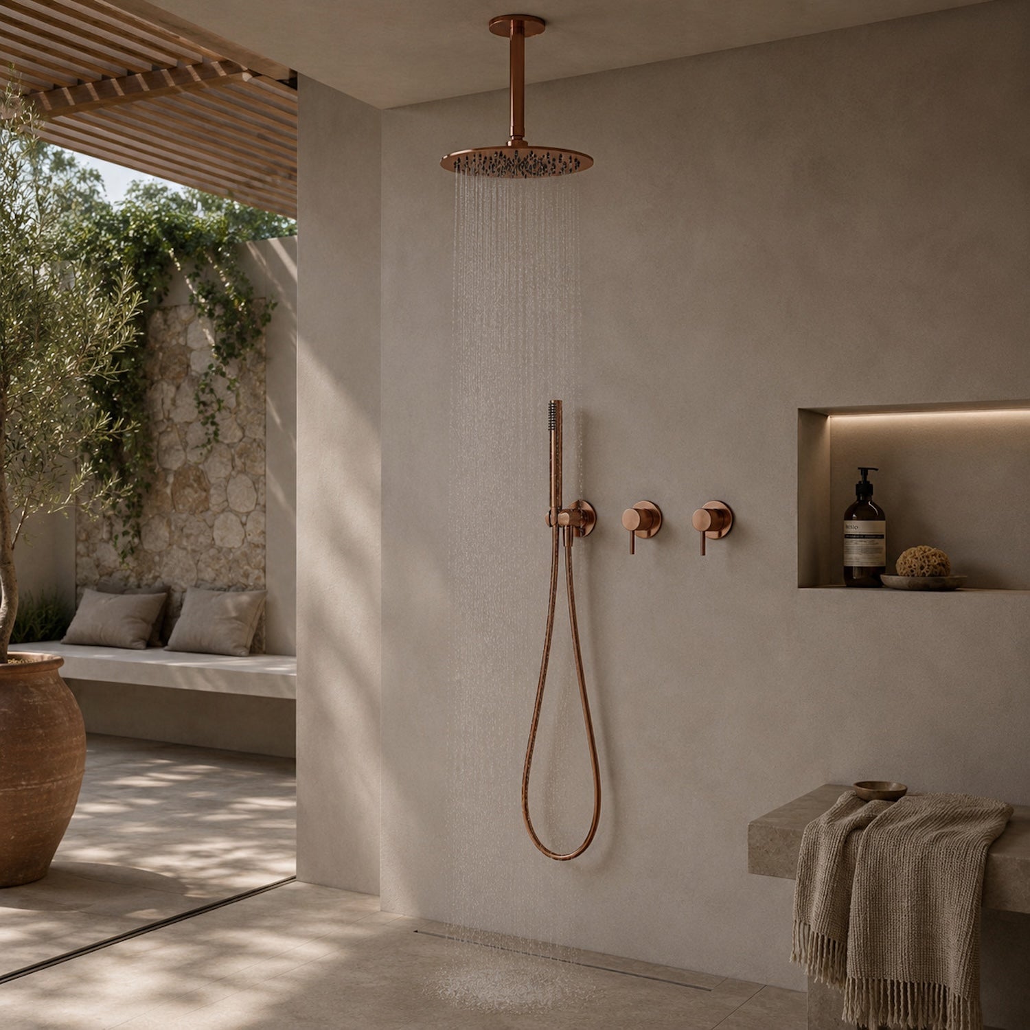 kit doccia soffitto 30 cm rose gold eleganza e qualita