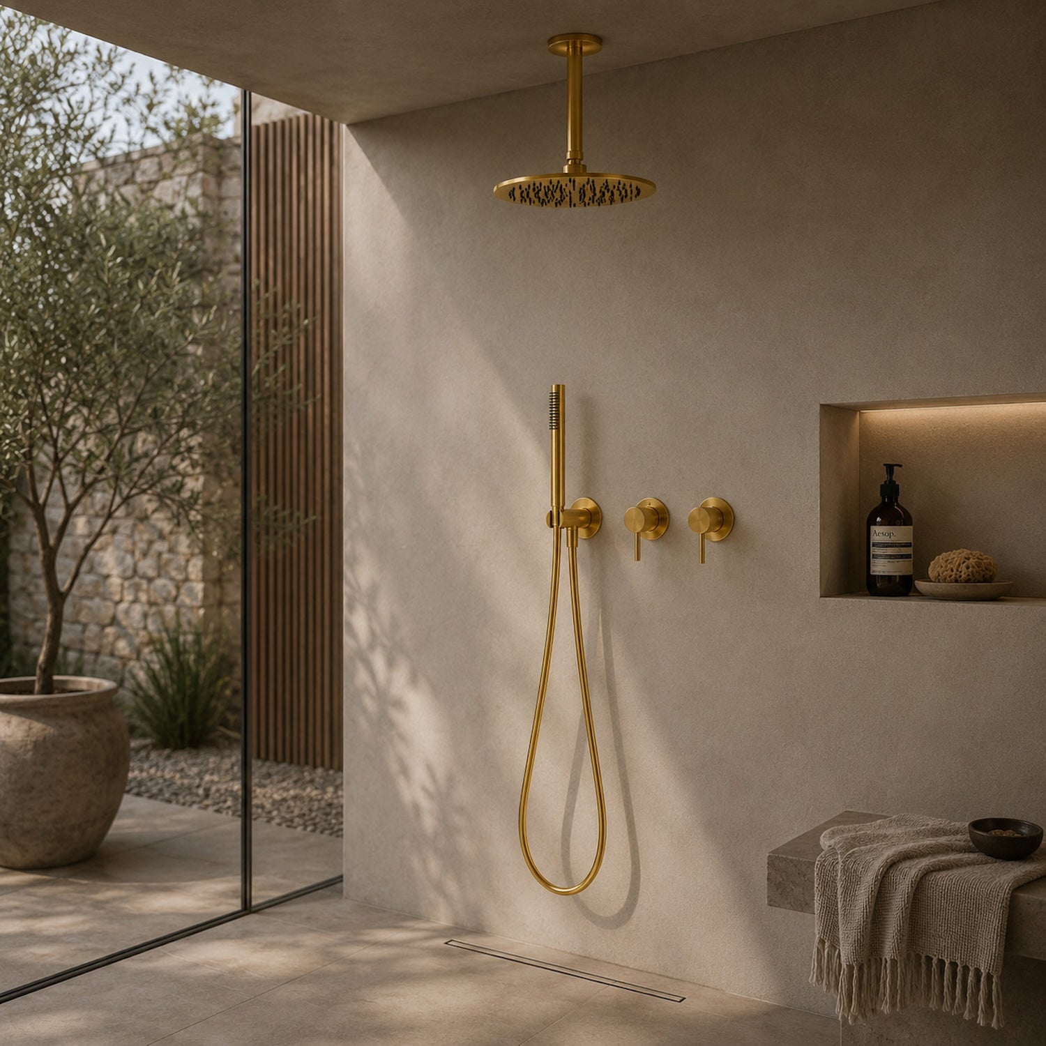 kit doccia soffitto 30 cm oro eleganza e qualita