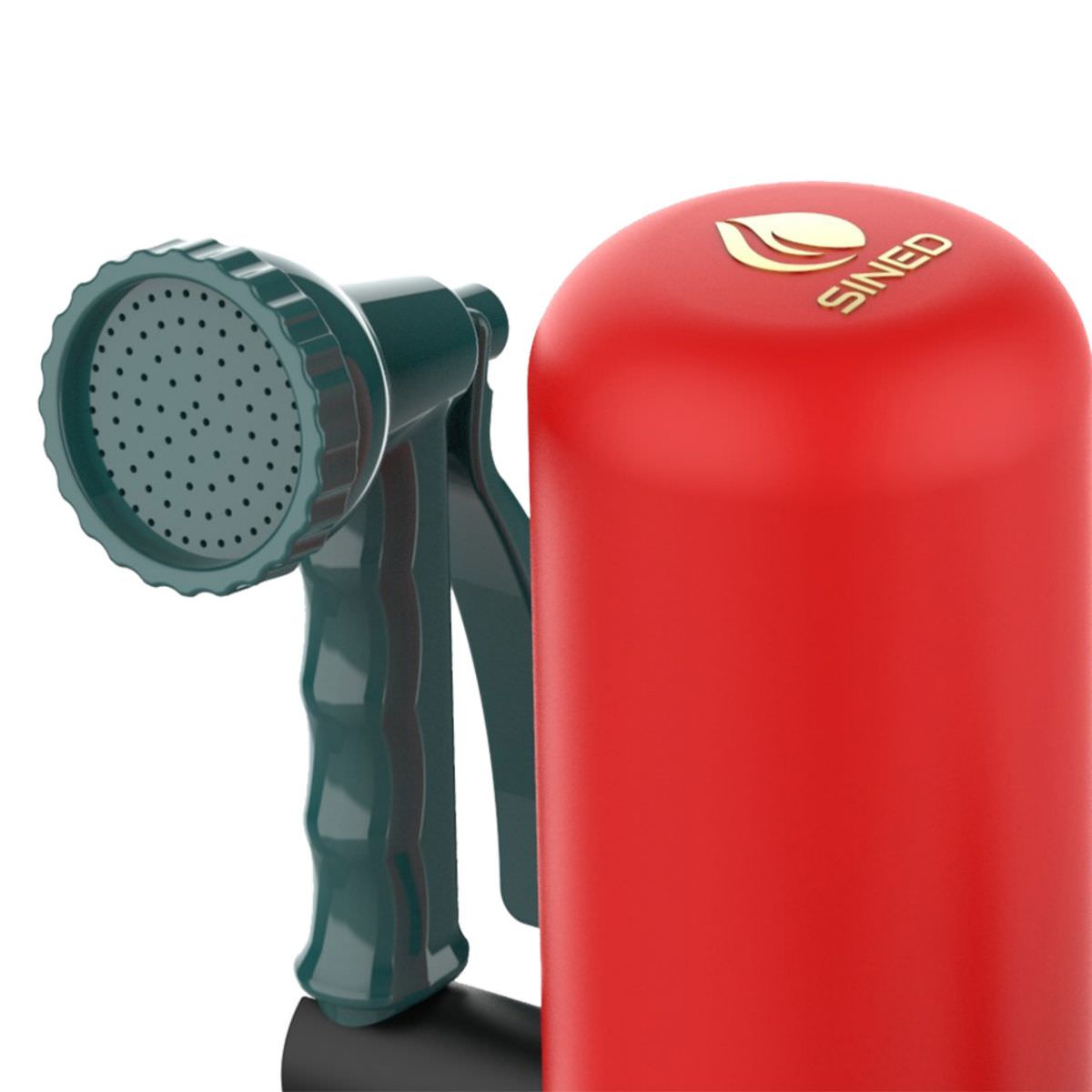 Fontanella da giardino rossa SINED con secchiello e tubo flessibile