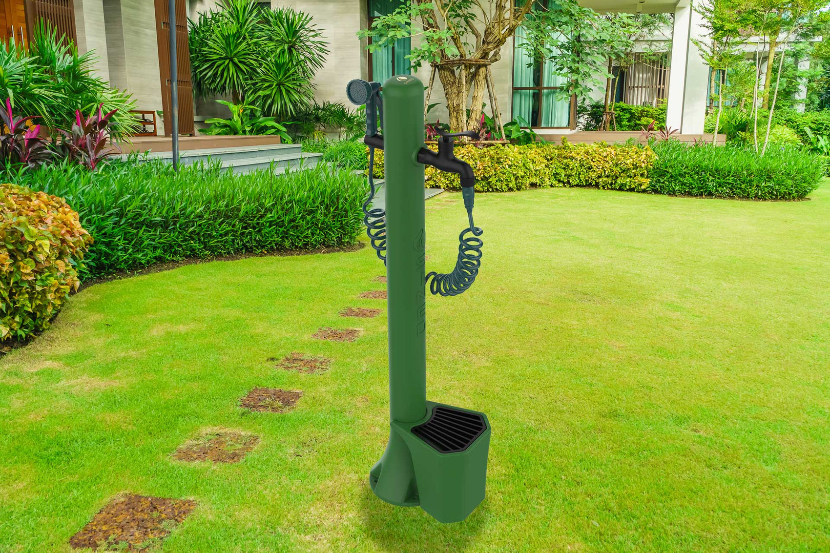 Fontanella da giardino verde SINED con secchiello da 5 litri