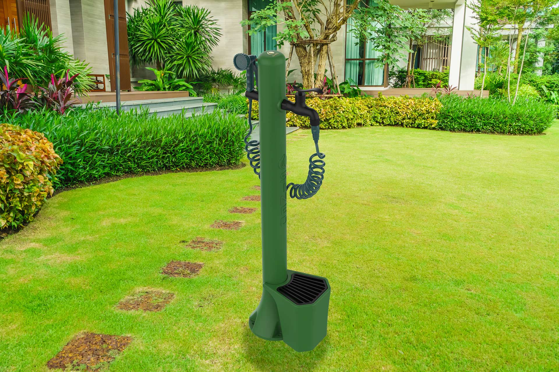 Fontanella da giardino verde SINED con secchiello da 5 litri