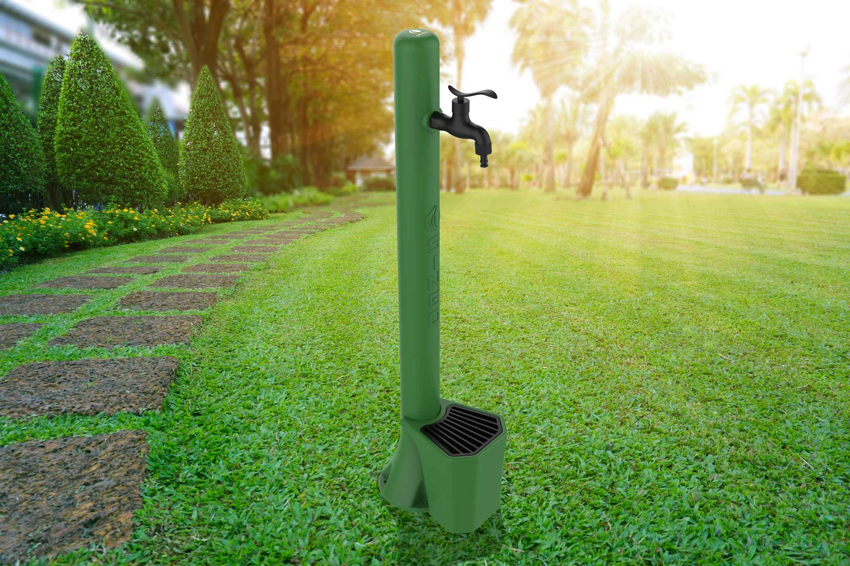Fontana verde per esterno con secchiello da 5 litri