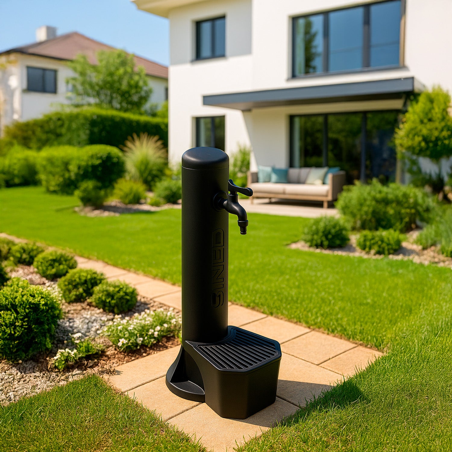 Fontana Nera Per Esterni Con Secchiello Da 5 Litri Design Elegante e Materiali Resistenti Acquista Ora Per Un Giardino Moderno e Funzionale