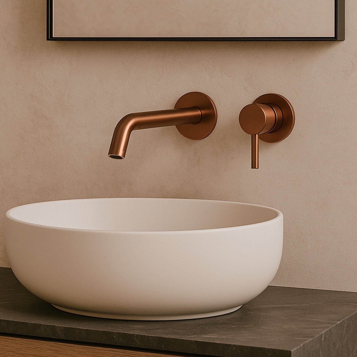 Kit miscelatore e beccuccio da muro Sined Levante in oro rosa eleganza e qualita per il tuo bagno