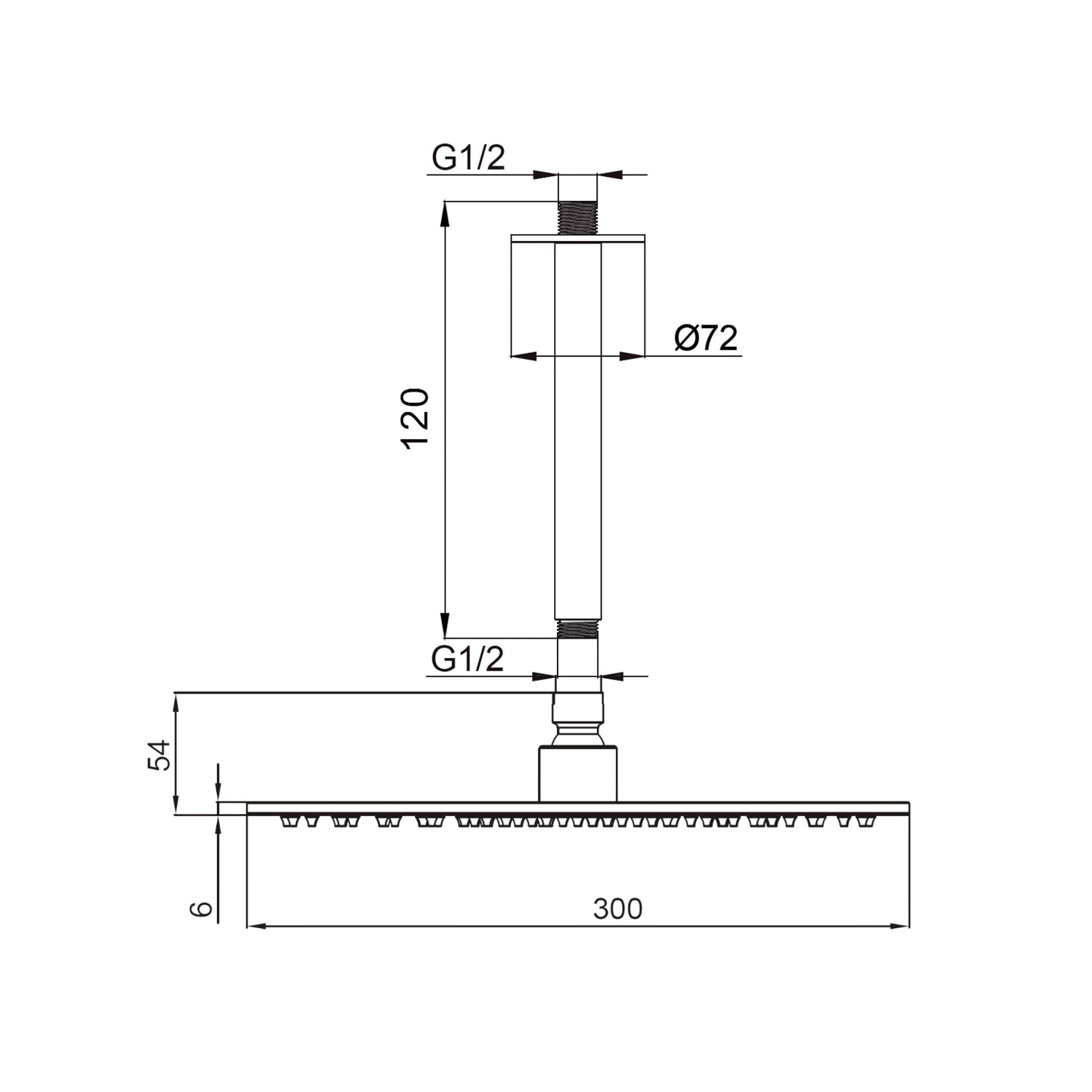 Kit soffione soffitto 30 cm inox eleganza e qualita