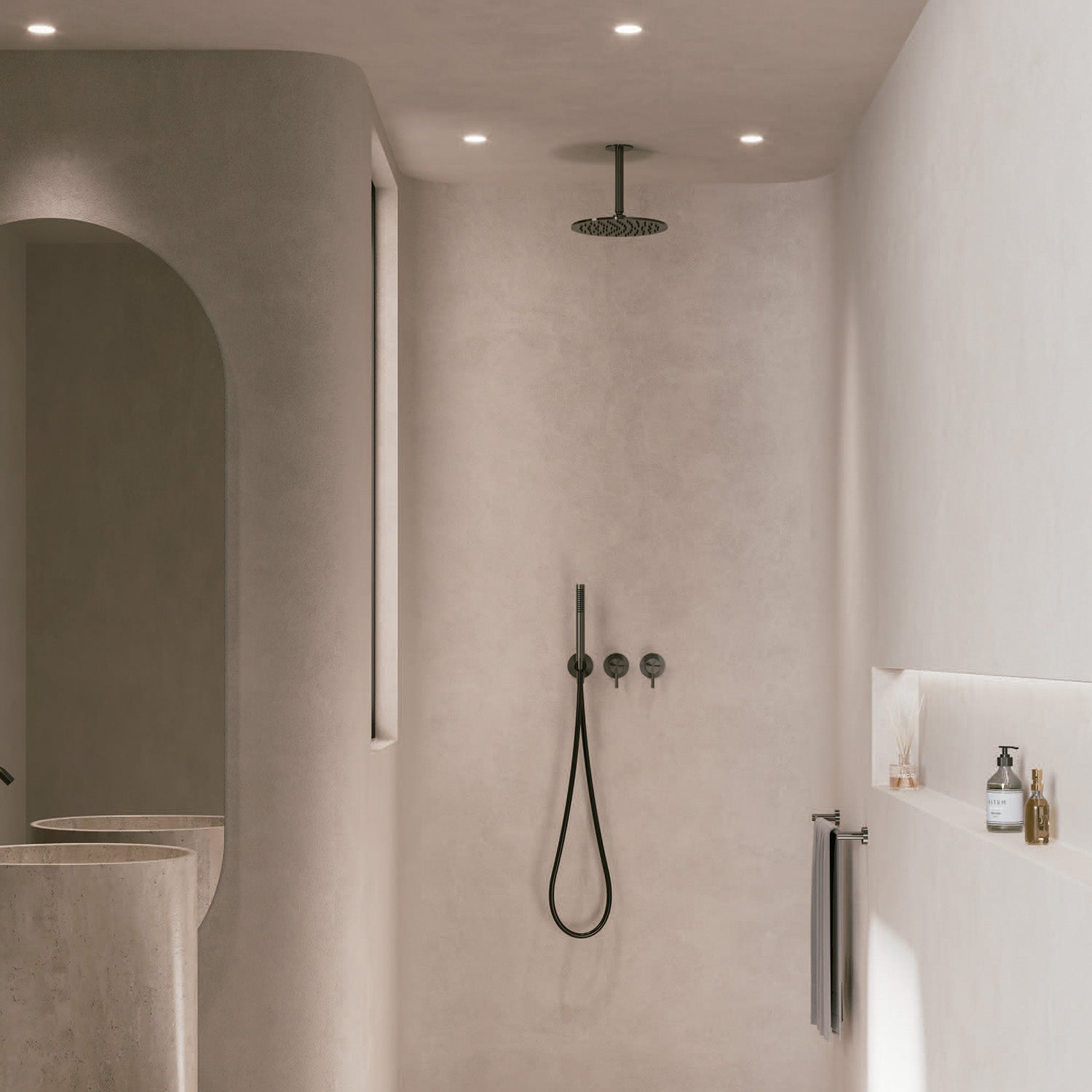 Kit soffione inox 25 cm per soffitto eleganza e funzionalita per ambienti moderni