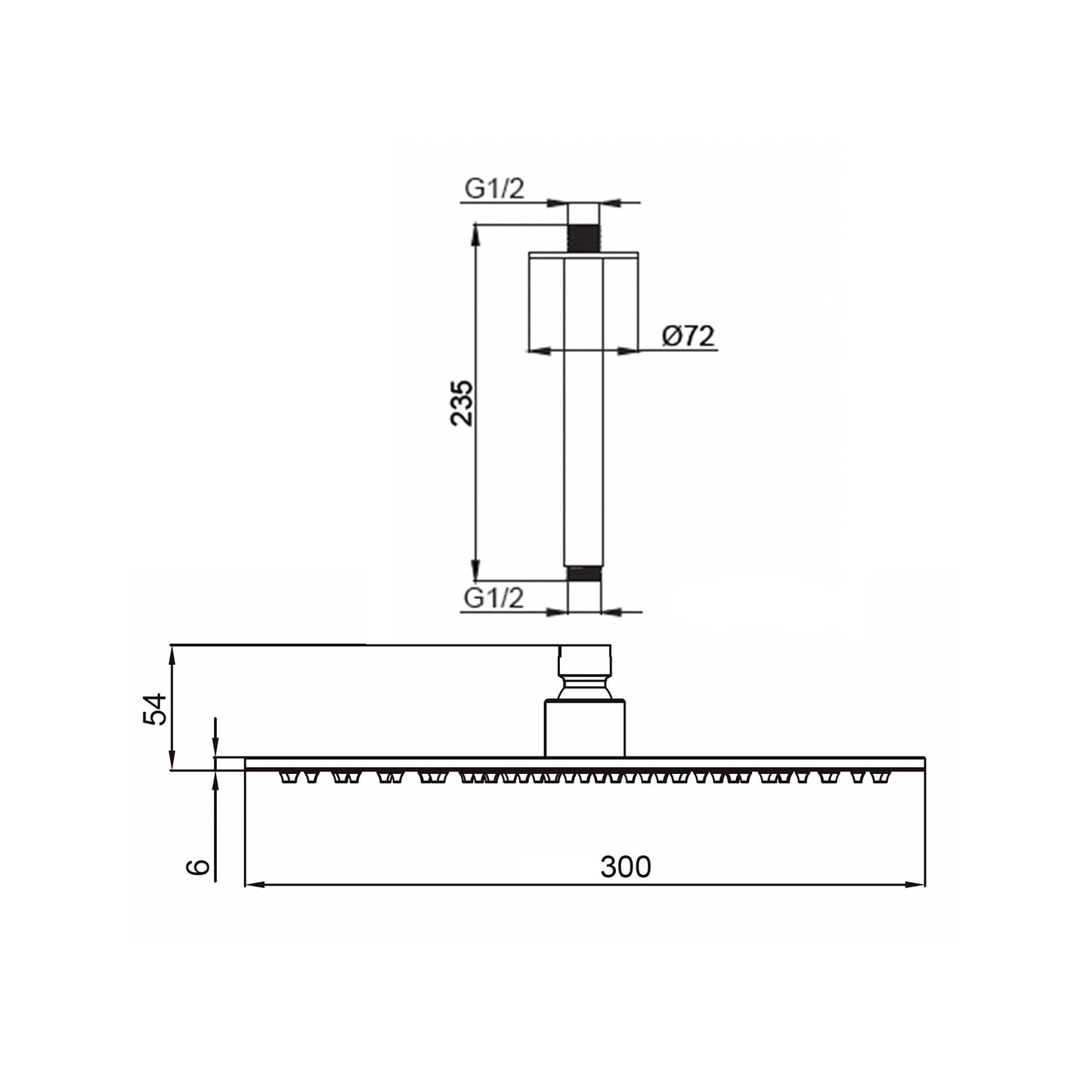 kit doccia soffitto sined levante 30 cm inox gun metal