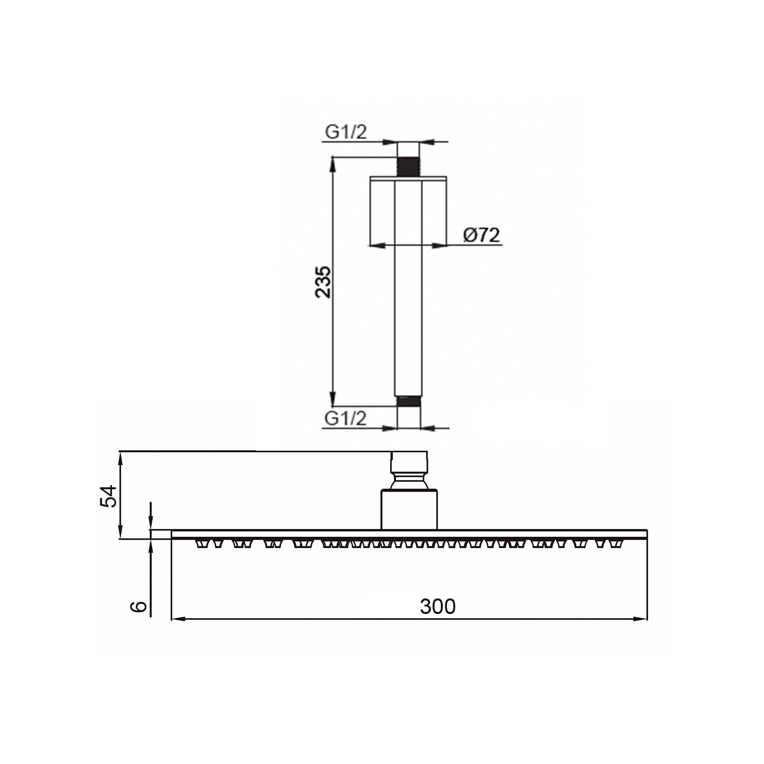 kit doccia soffitto sined levante 30 cm inox gun metal