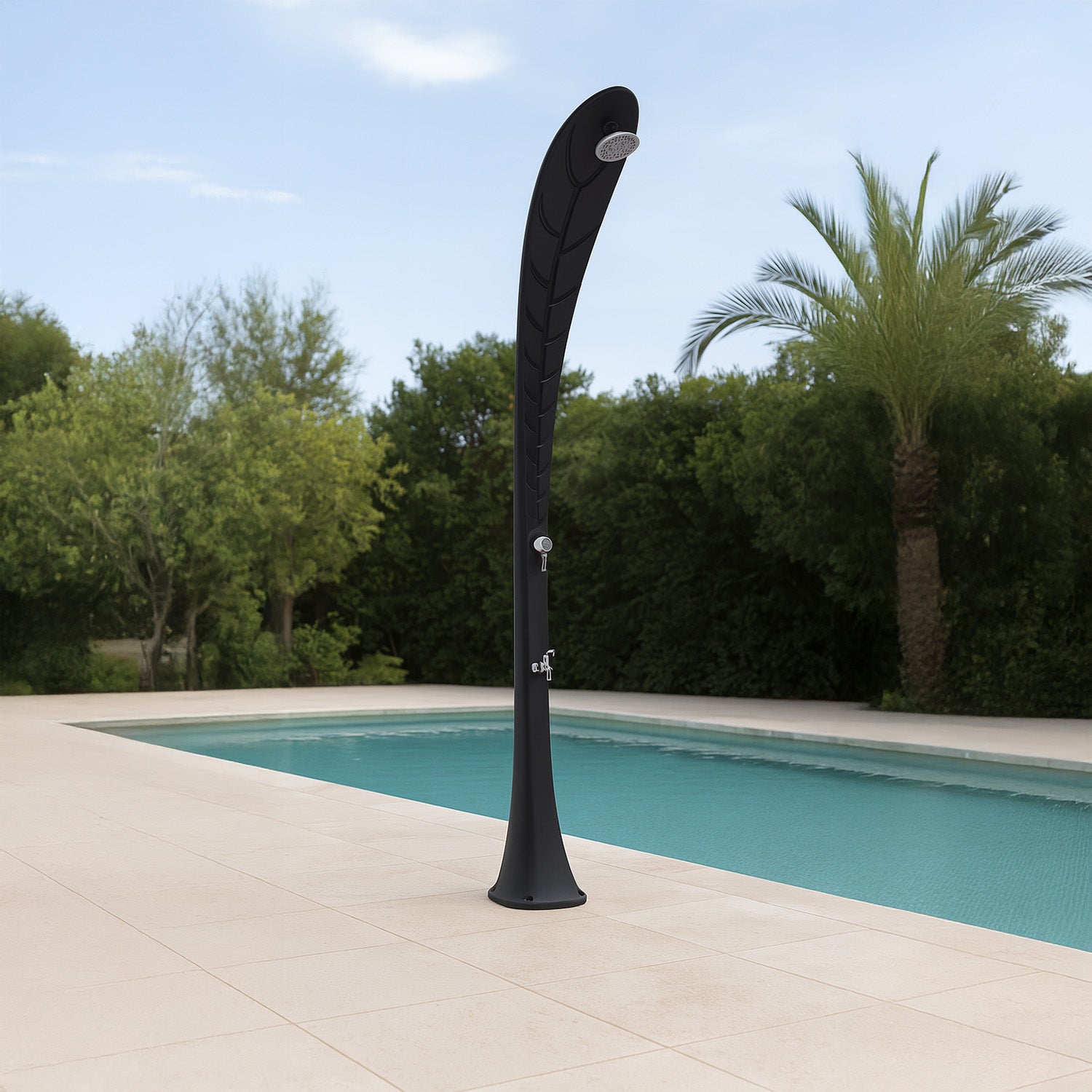 Doccia Solare Nera Con Design Foglie Di Palma 35l