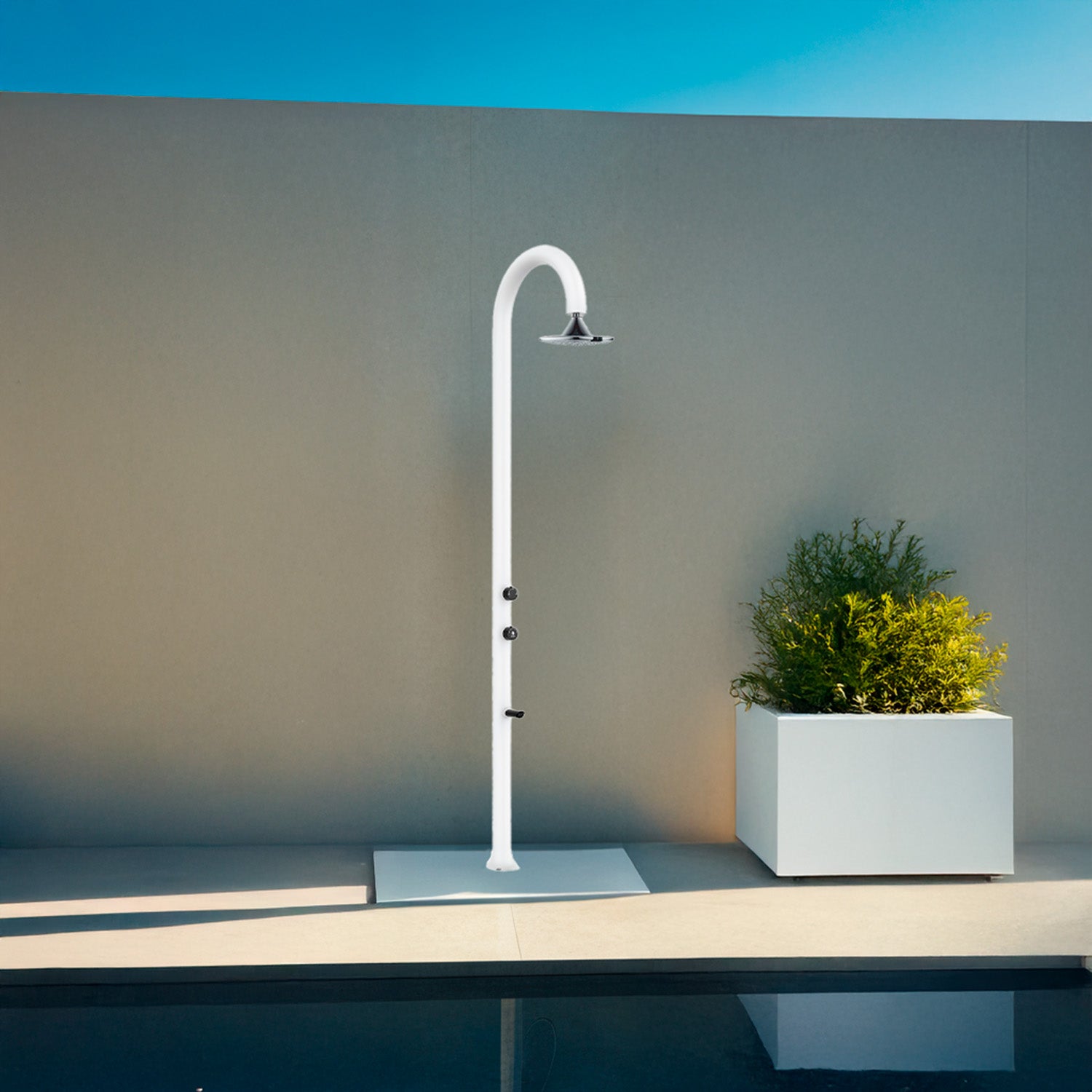 Doccia In Alluminio Bianca Con Soffione Led 3 Getti
