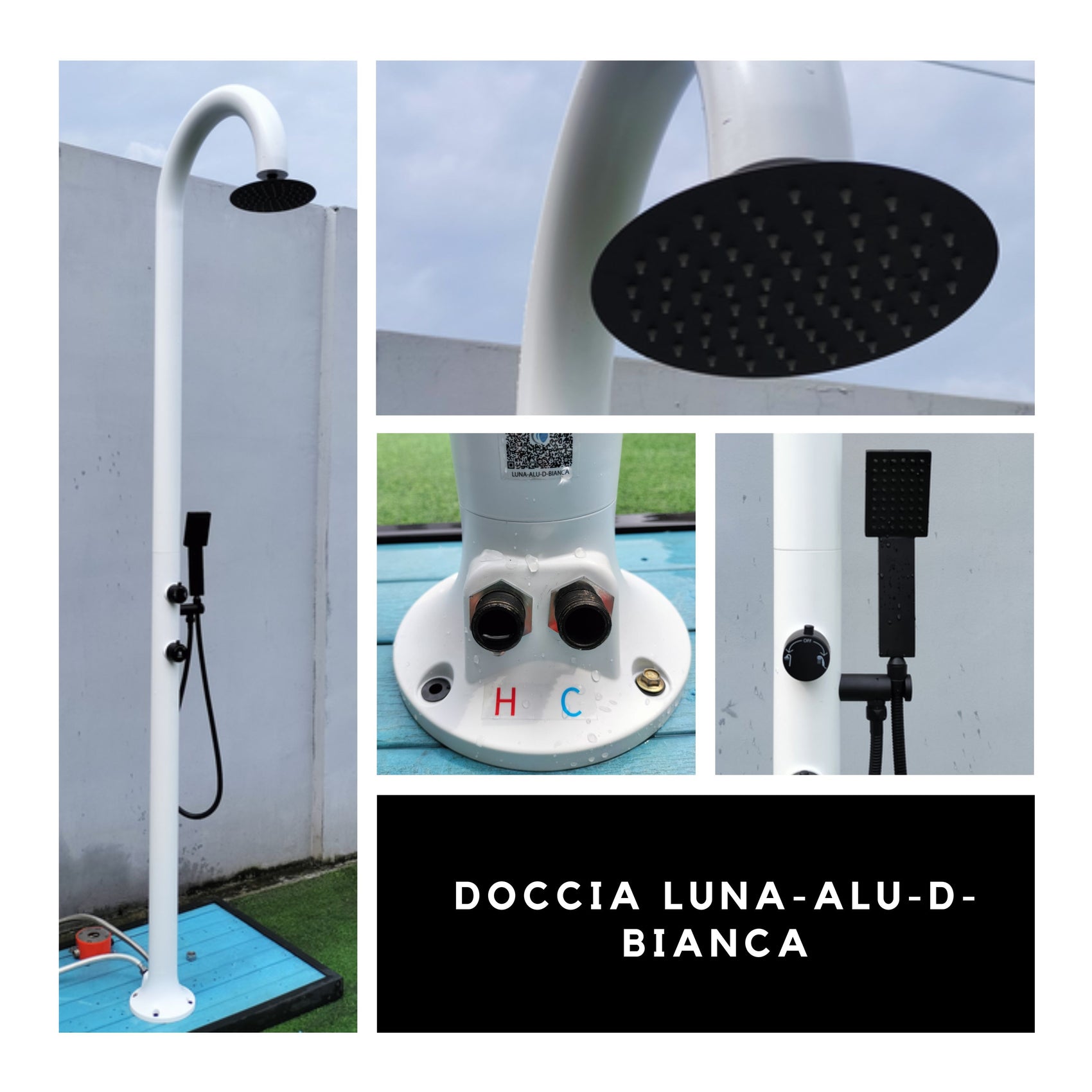 Doccia Bianca In Alluminio Con Doccino e Miscelatore