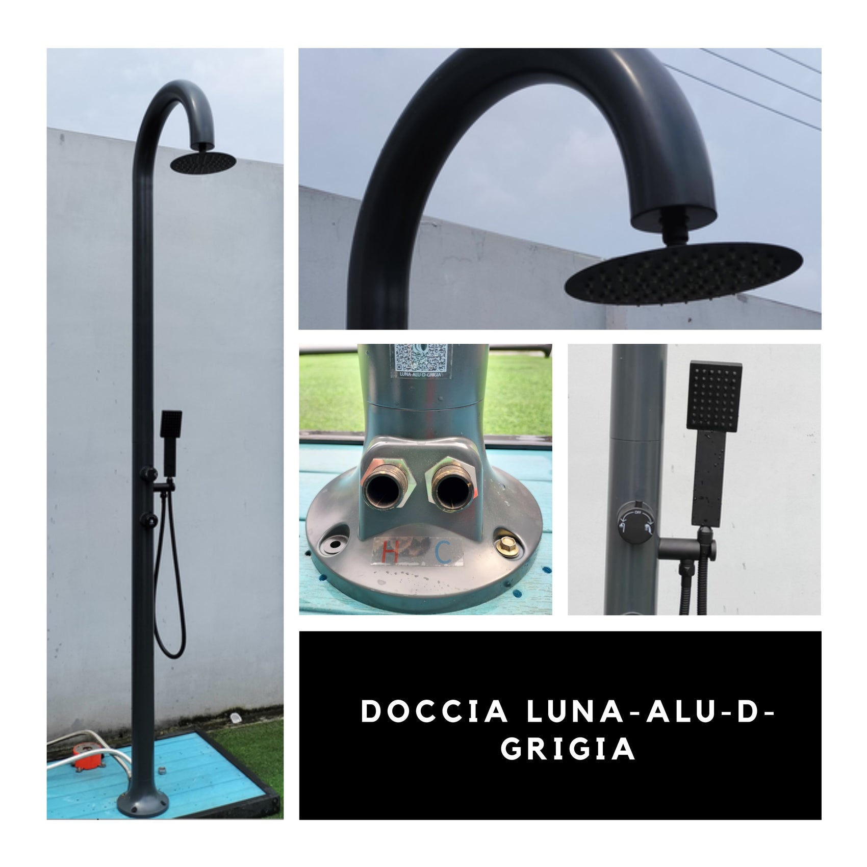 Doccia Grigia In Alluminio Con Doccino Eleganza e Funzionalita