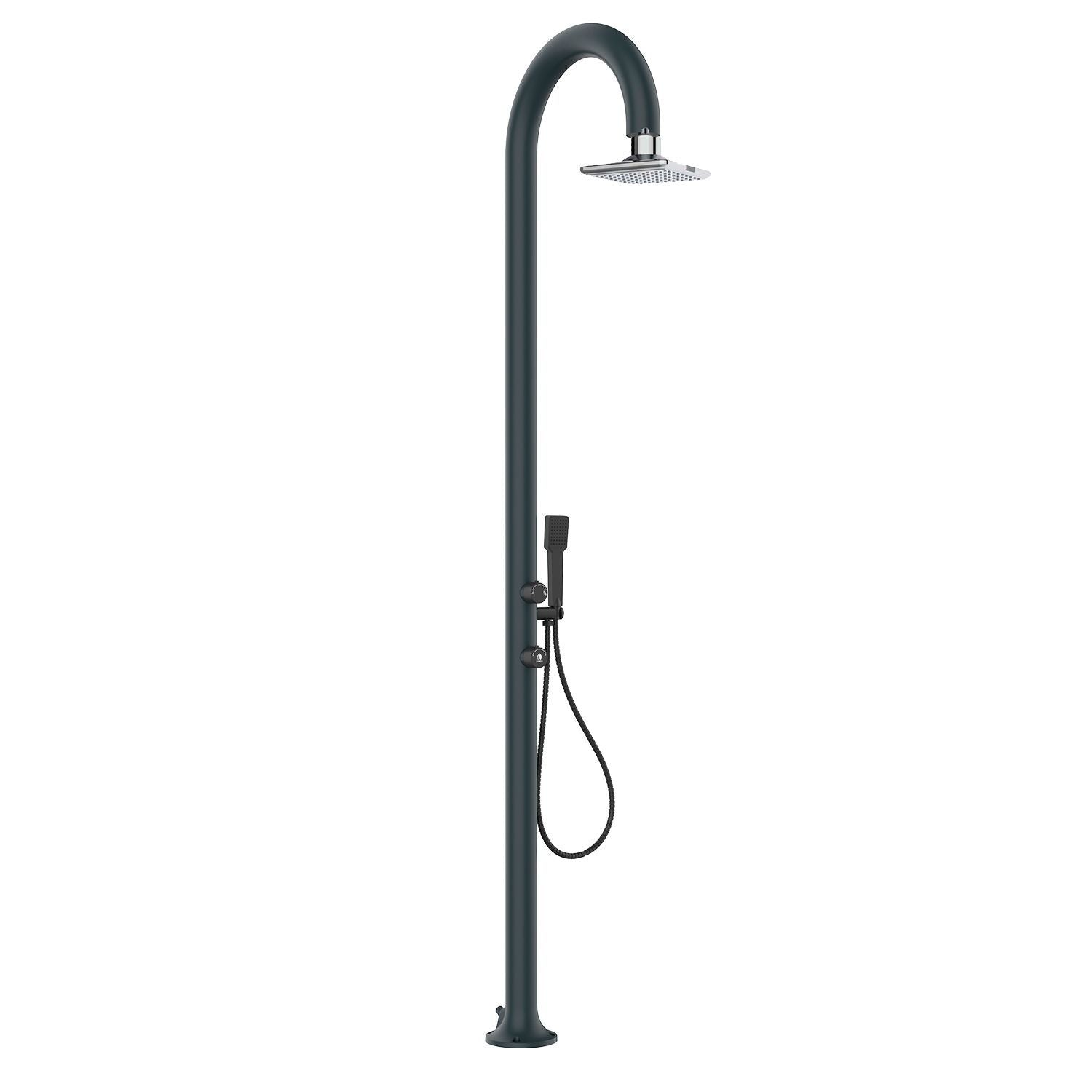 Doccia Grigia In Alluminio Con Soffione Led e Doccino