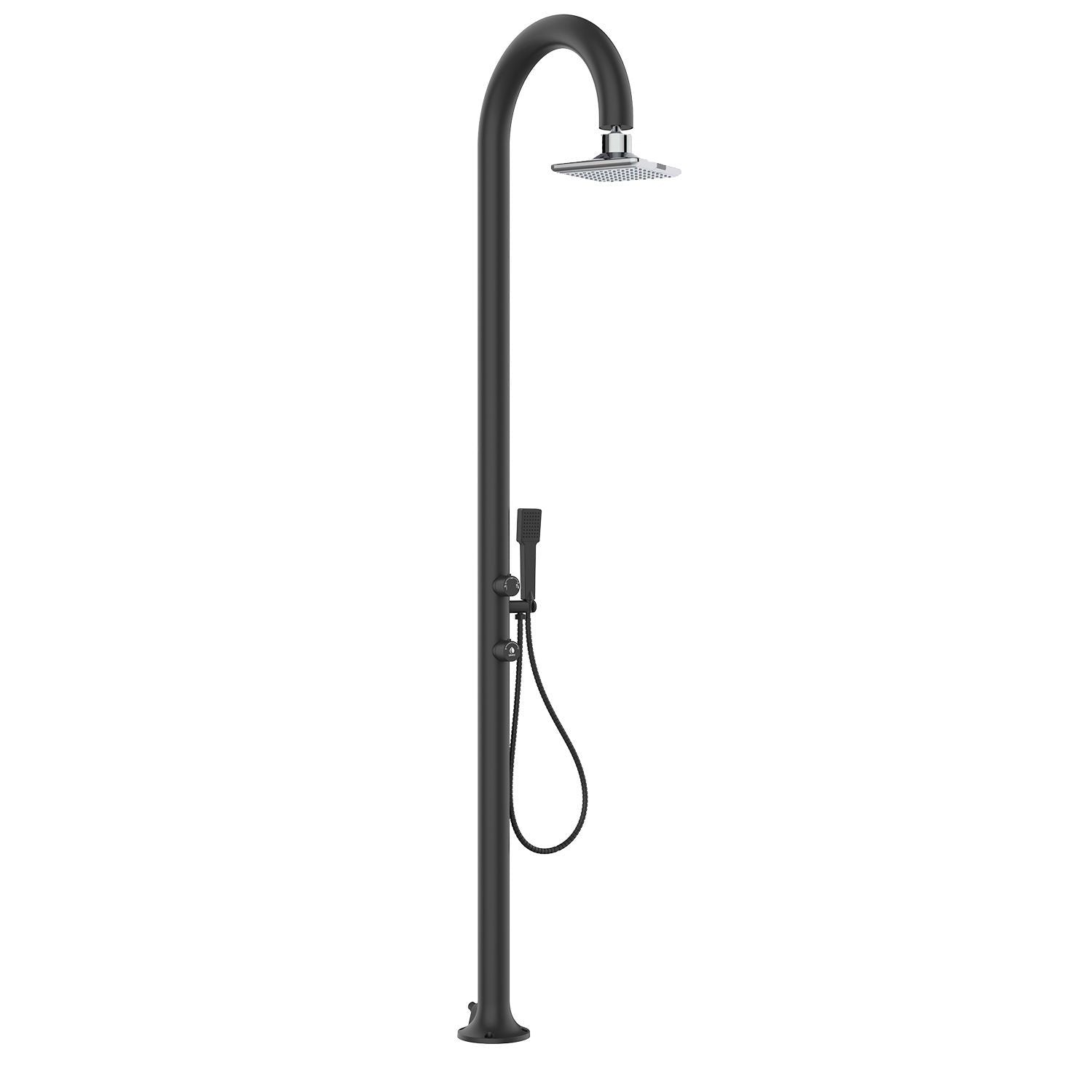 Doccia Nera In Alluminio Con Soffione Led e Doccino Mobile
