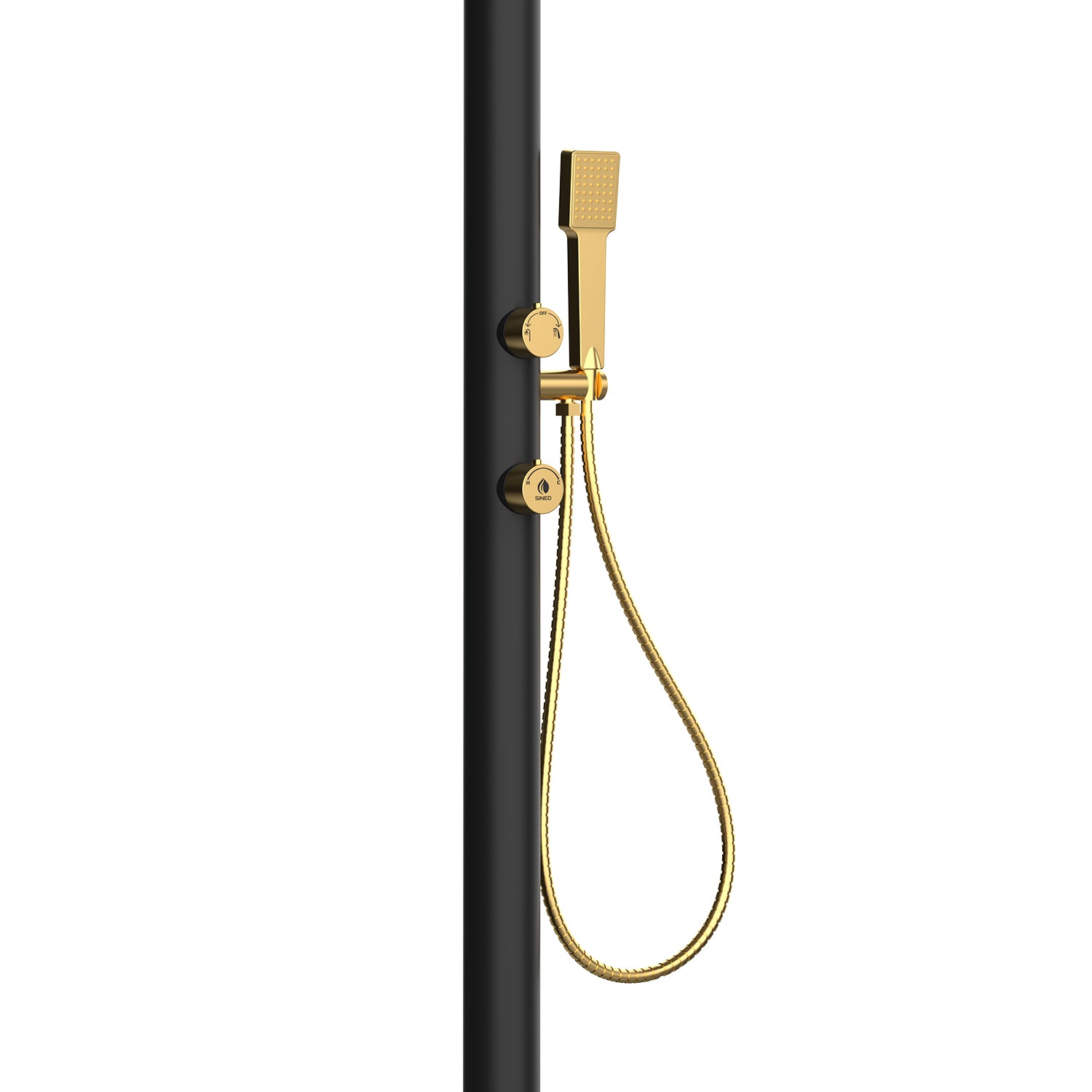 Doccia Nera Oro In Alluminio Con Doccino Design Elegante e Resistente