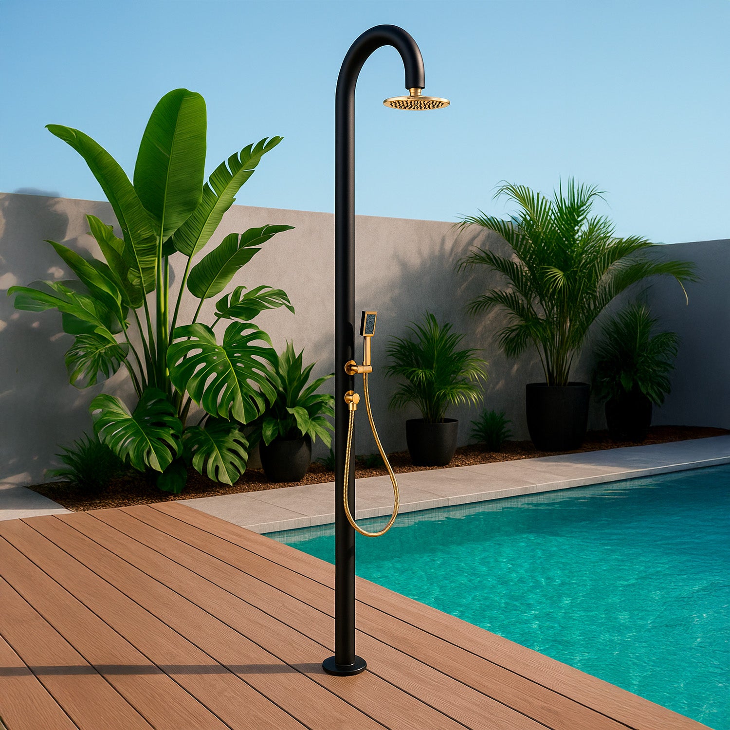 Doccia Nera Oro In Alluminio Con Doccino Design Elegante e Resistente