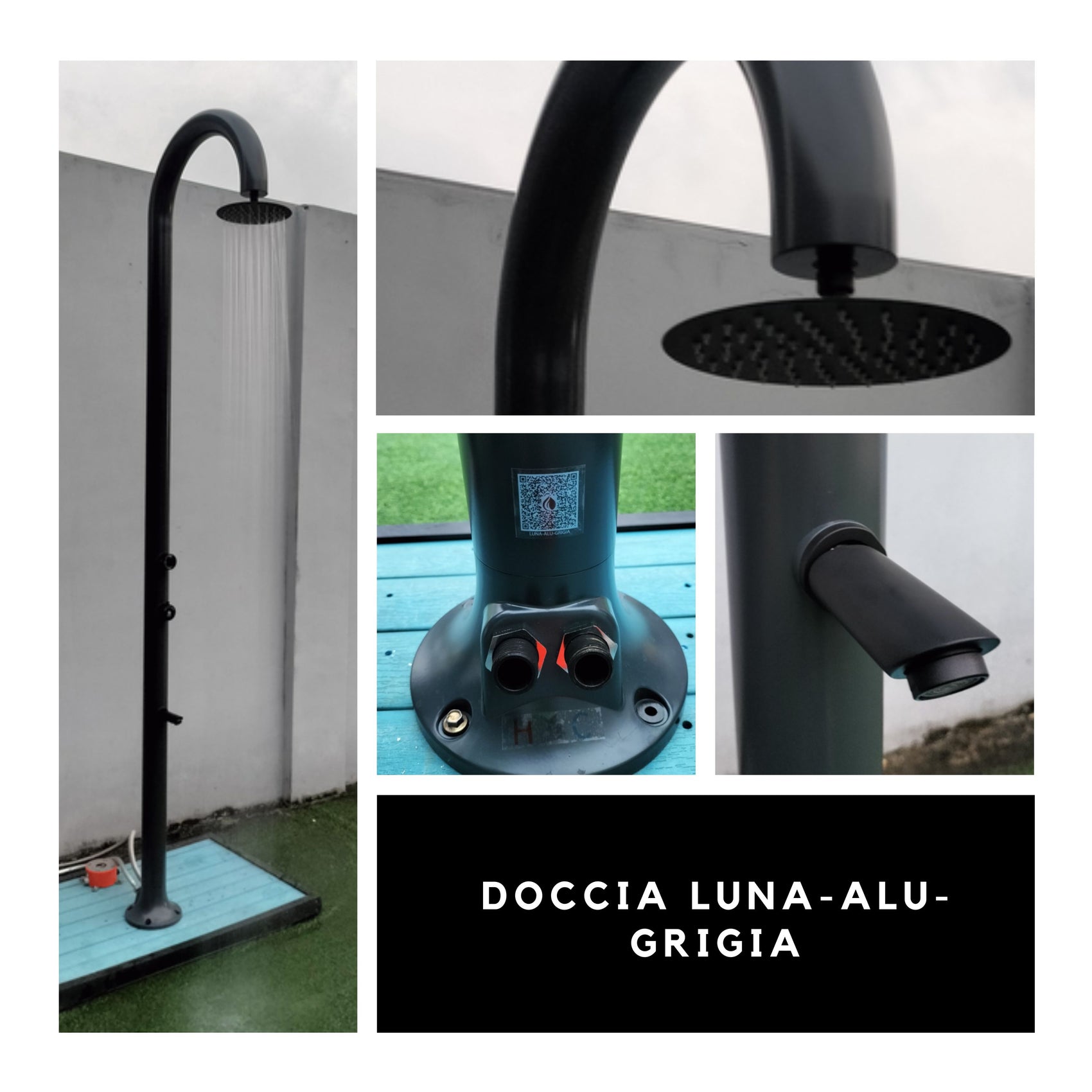Doccia Luna In Alluminio Grigia Eleganza e Funzionalita Per Interni Ed Esterni