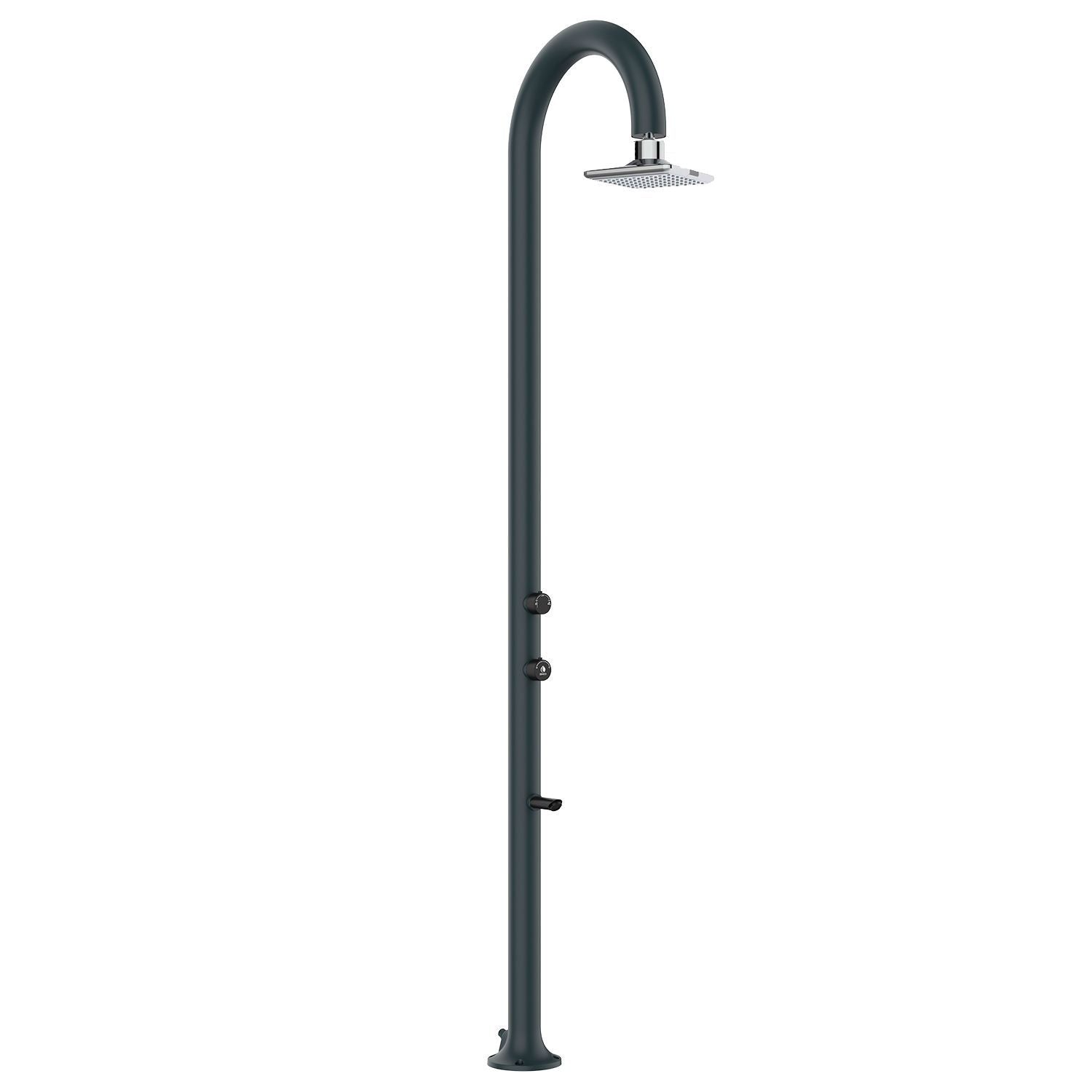 Doccia Esterna In Alluminio Grigia Con Soffione Led e Termometro Lcd