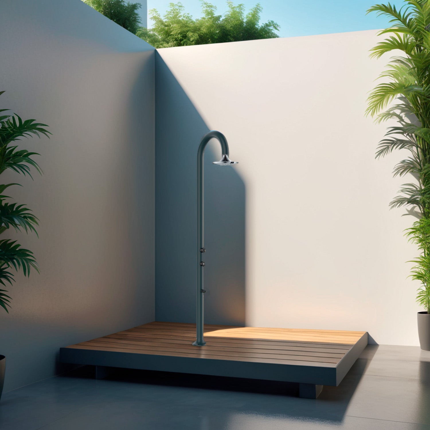 Doccia Grigia In Alluminio Con Soffione Led 3 Getti