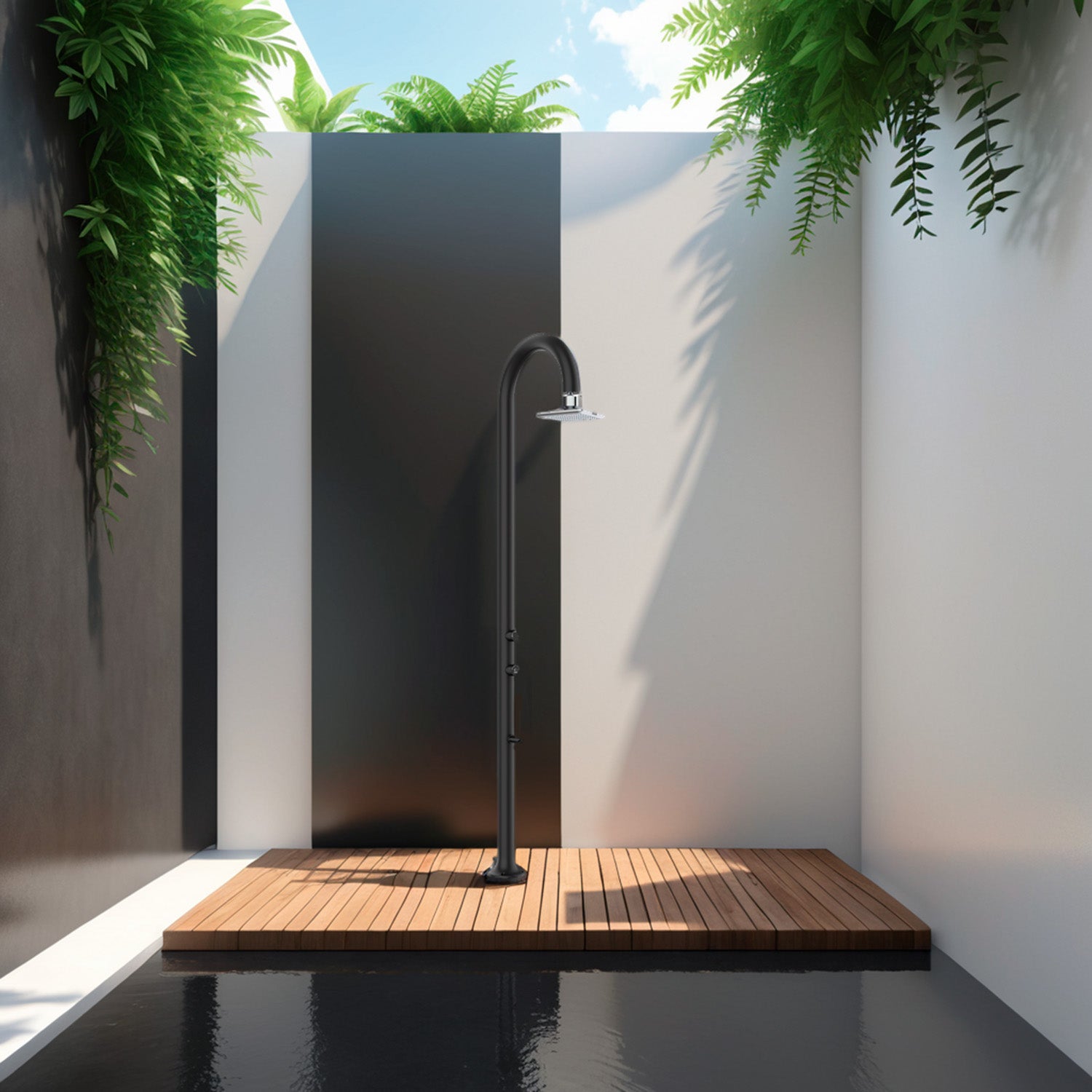 Doccia Esterna Led In Alluminio Nera Sined Luna Alu Nera Led