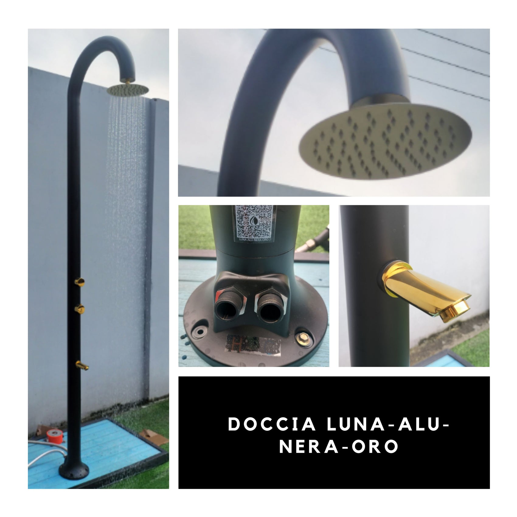 Doccia Luna Alu Nera Oro Eleganza e Funzionalita Per Interni Ed Esterni
