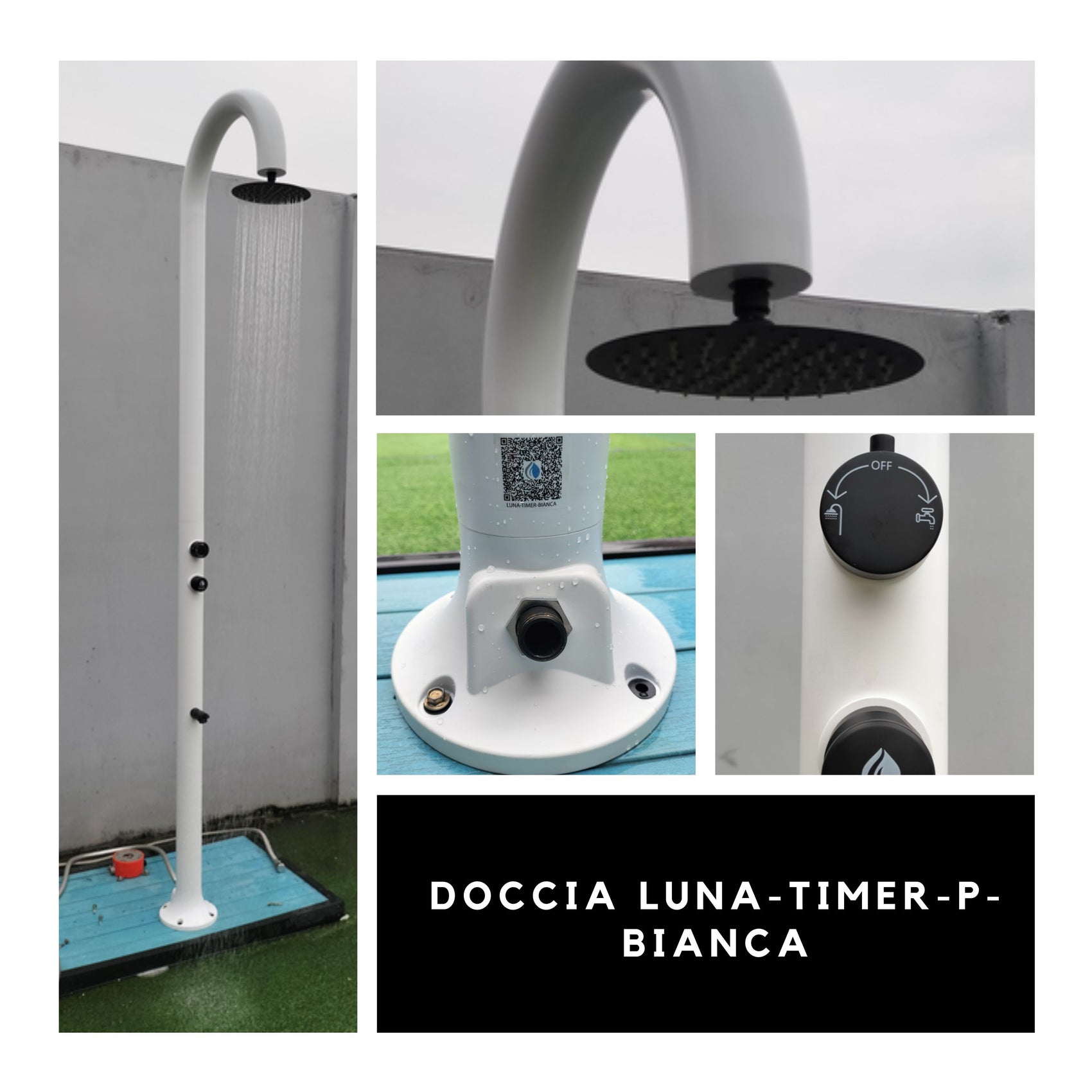 Doccia Bianca In Alluminio Con Temporizzatore e Lavapiedi