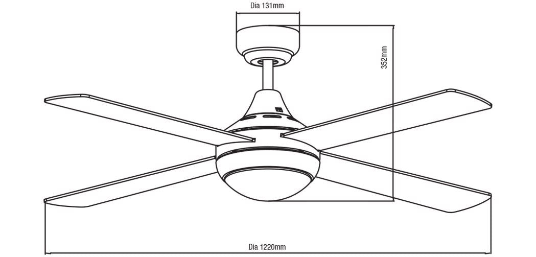 Martec Link Potente ventilatore da soffitto a Led con 4 pale Diametro 122 cm, Bianco
