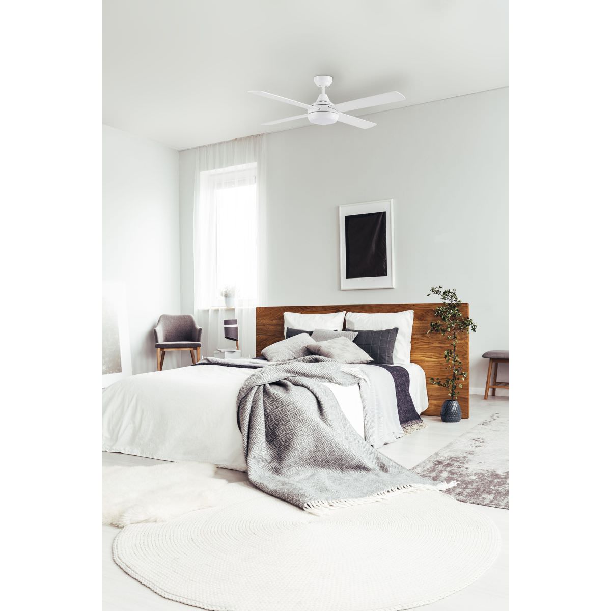 Martec Link Potente ventilatore da soffitto a Led con 4 pale Diametro 122 cm, Bianco