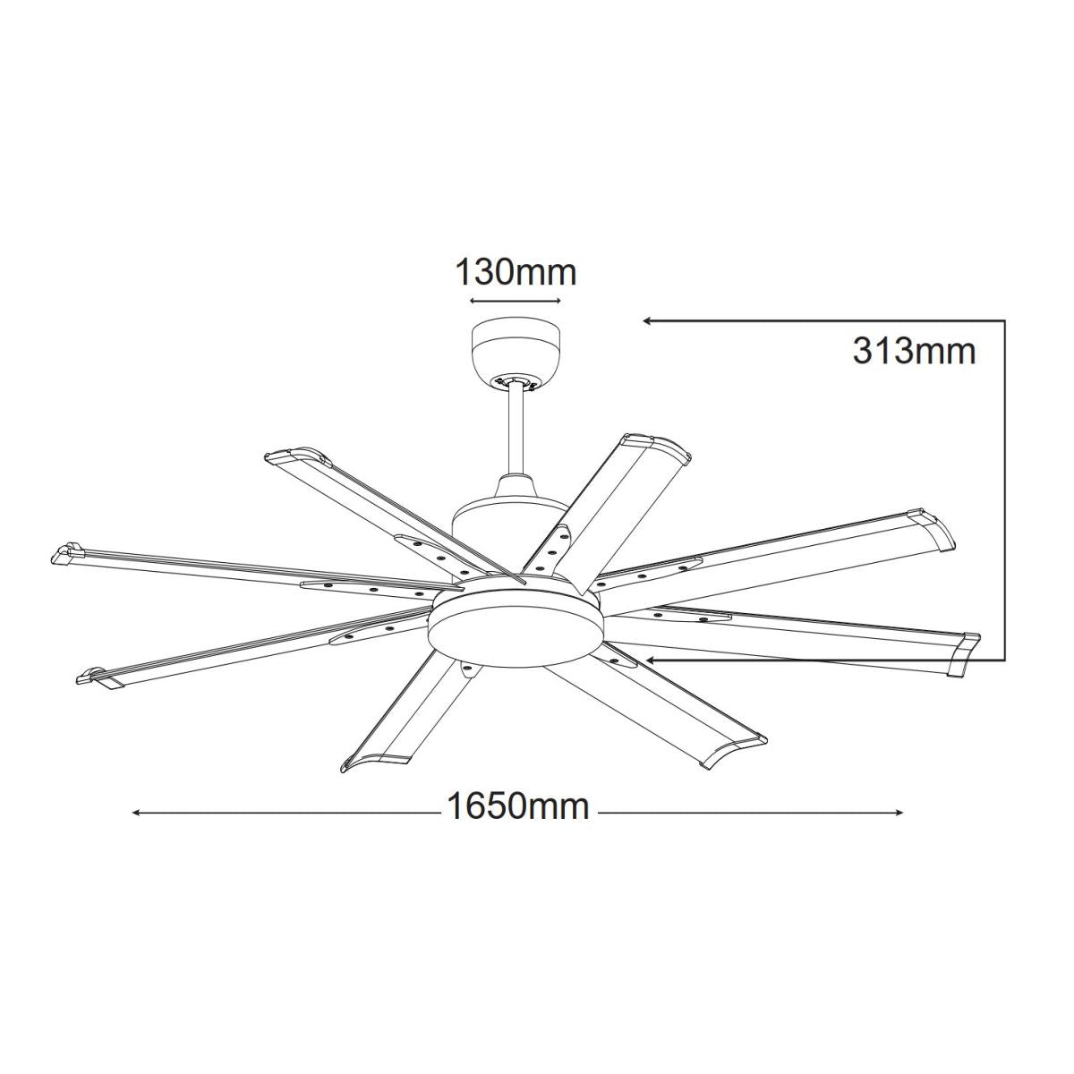 Martec Mini Albatross Ventilatore senza luce silenzioso con 8 pale da 165 cm, Bianco