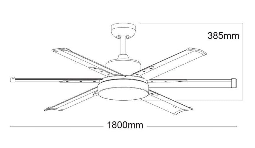 Martec Ventilatore DC ecologico con luce Led Pale 6 da 180 cm Telecomando, Nero Bianco