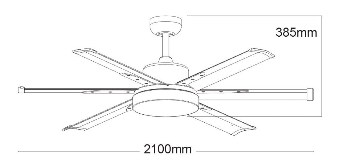Martec Albatross Ventilatore a soffitto DC con Led Pale 6 da 210 cm Telecomando, Bianco Grigio
