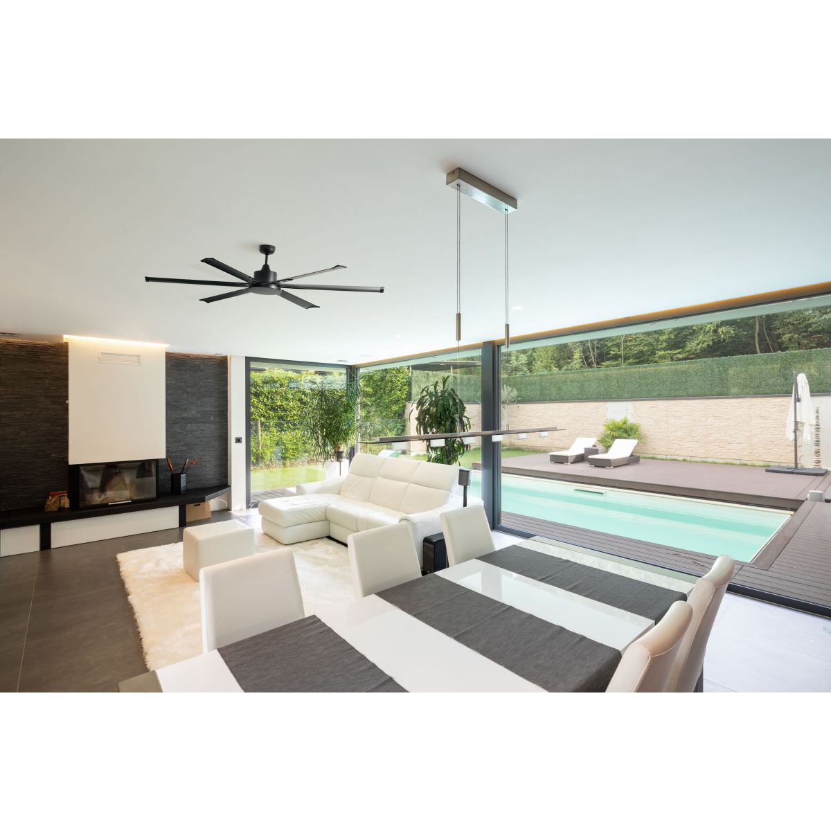 Martec Albatross Ventilatore da soffitto con DC a 5 velocita LED 24W 6 pale da 210 cm, Bianco