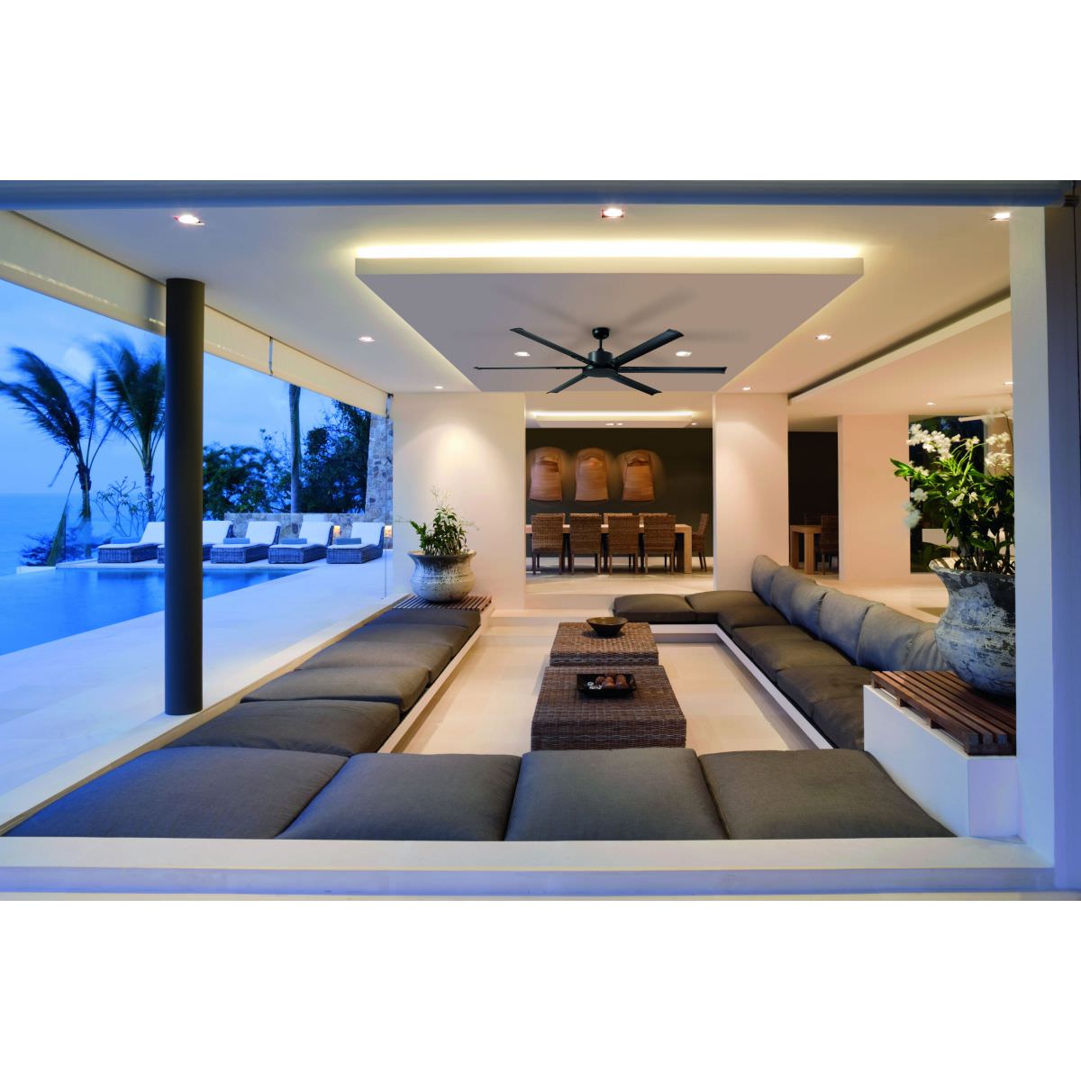 Martec Albatross Ventilatore da soffitto con DC a 5 velocita LED 24W 6 pale da 210 cm, Bianco