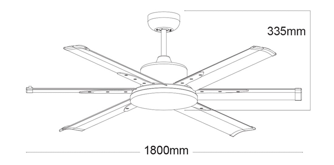 Martec Albatross Ventilatore senza luce con motore DC e 6 pale da 180 cm, Grigio Bianco