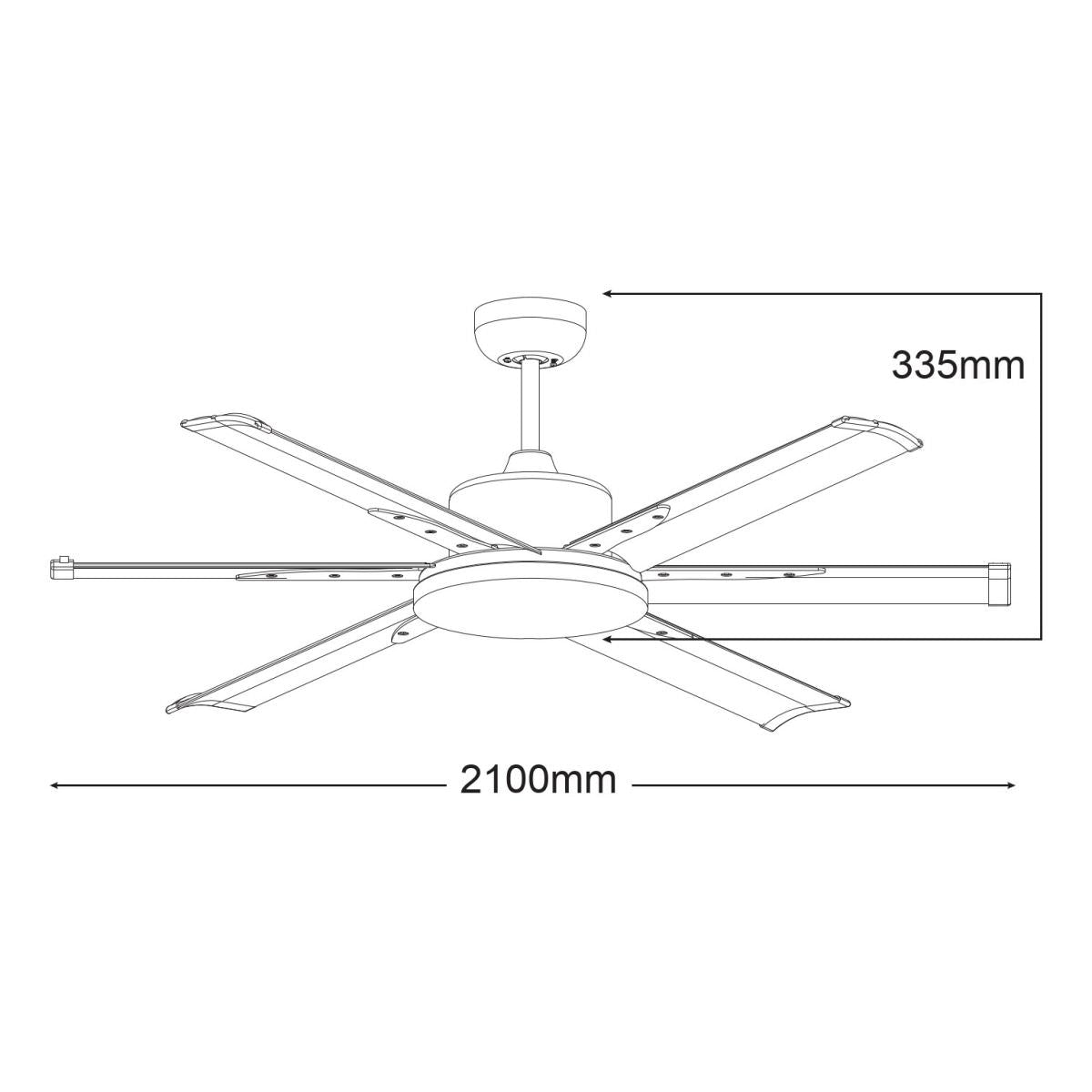 Martec Albatross Ventilatore senza luce con motore DC e 6 pale da 210 cm, Grigio Bianco