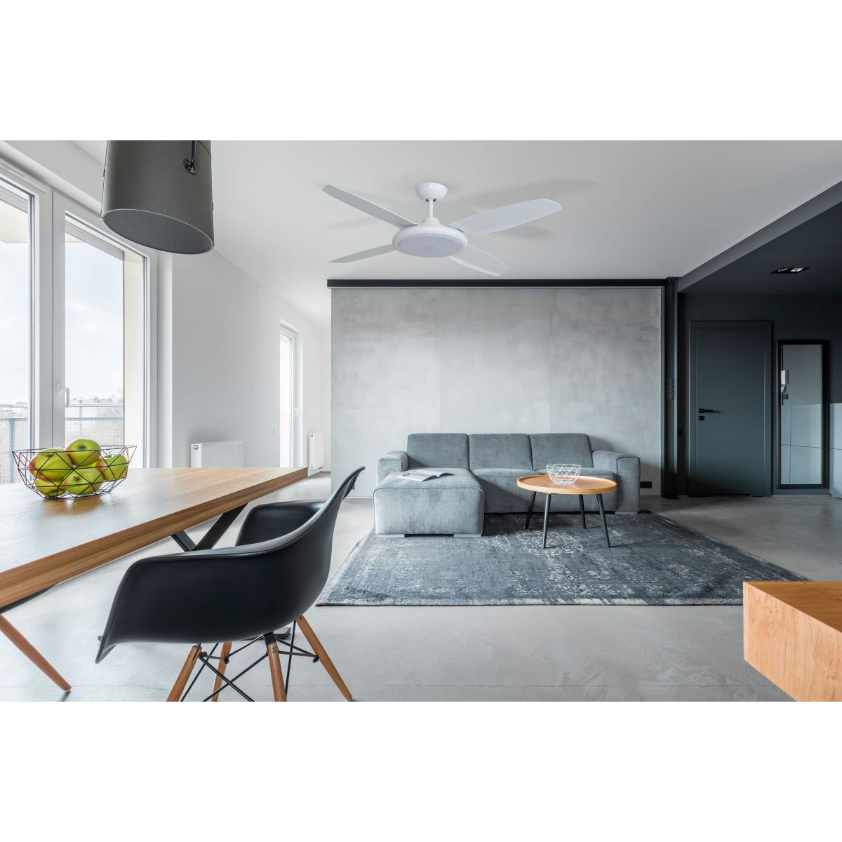 Martec MBF1343WS Ventilatore da soffitto con 4 pale da 132 cm e luce a led, Bianco
