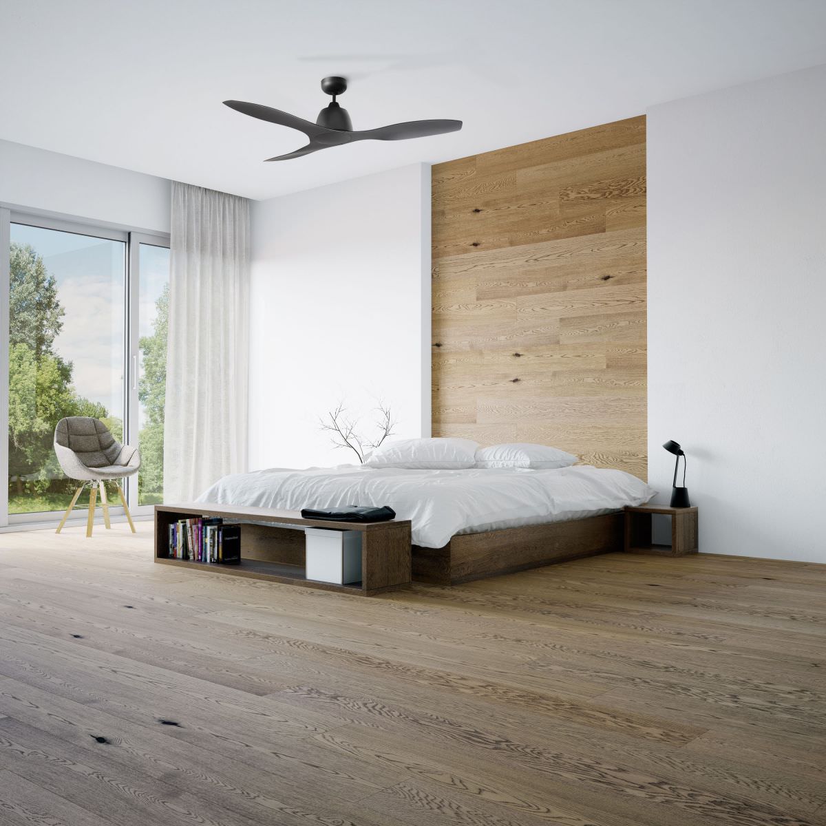 Martec MEF1333MB Ventilatore da soffitto con luce a 3 pale da ABS diametro 122 cm, Beige