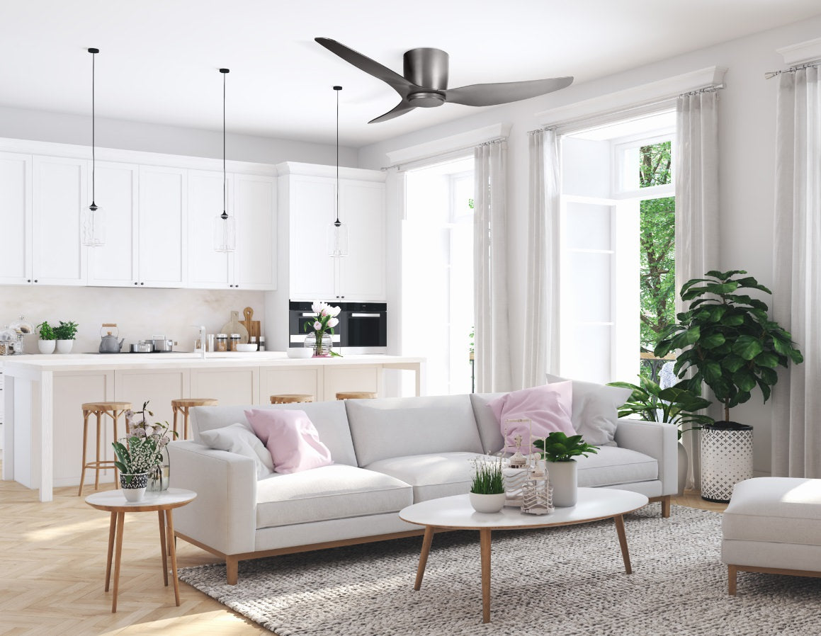 Martec Flush Ventilatore Led Per Soffitto Con 3 Pale Da 127 Cm Funzione Inverno Inverno Nero