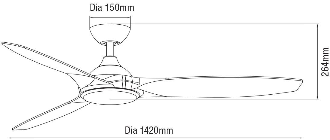 Martec Newport Ventilatore Con Led Per Grandi Stanze e Motore Dc Da 142 Cm Bronzo Antico