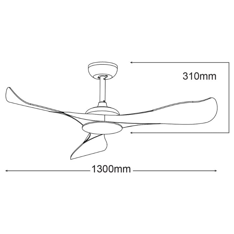 Martec MSF1333WR Scorpion Ventilatore da soffitto con led 20W e motore DC a 3 pale, Bianco