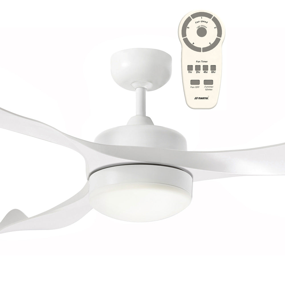 Martec MSF1333WR Scorpion Ventilatore da soffitto con led 20W e motore DC a 3 pale, Bianco