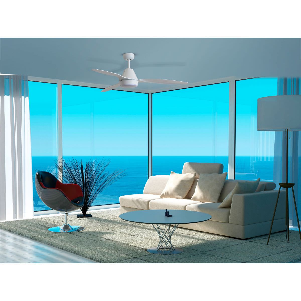 Martec MTF1333WS Triumph Ventilatore da soffitto in ABS con luce led 15W 3 pale, Bianco