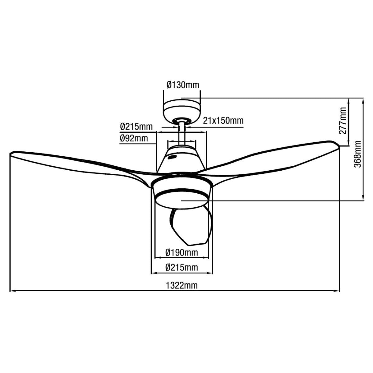 Martec MTF1333WS Triumph Ventilatore da soffitto in ABS con luce led 15W 3 pale, Bianco