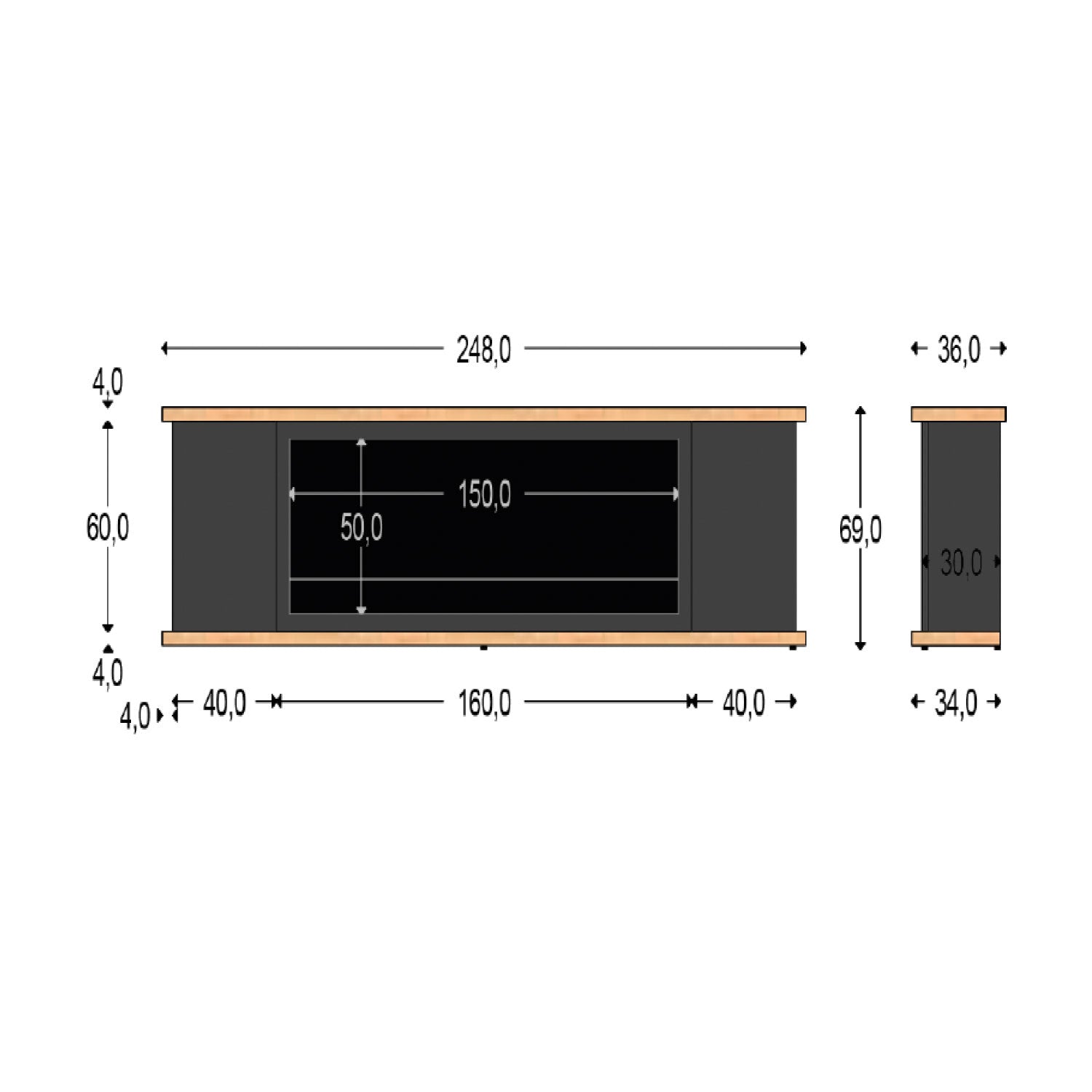 Mobile in legno grigio con camino elettrico Sined Vulture 150