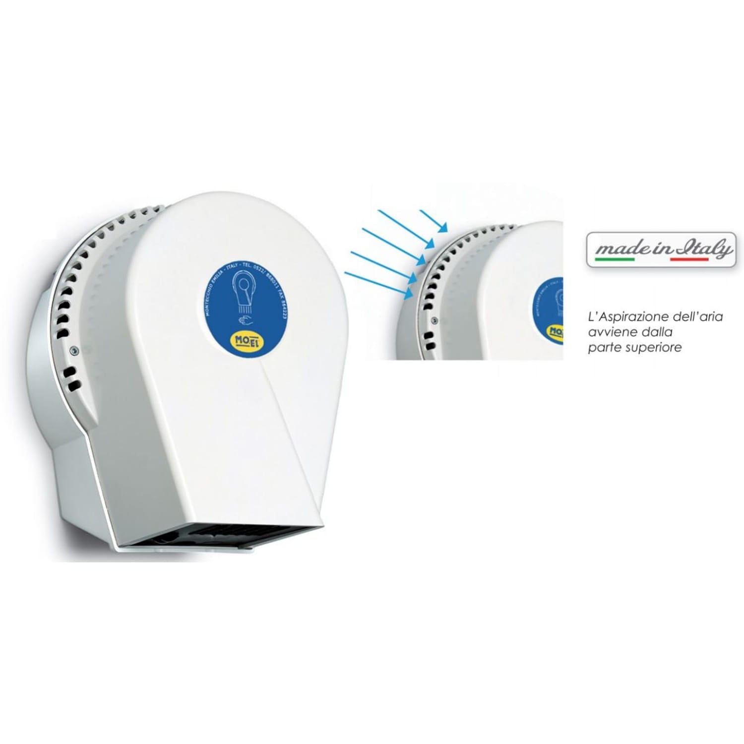 Asciugamani elettrico da parete Moel 315 design elegante materiali resistenti asciugatura rapida in 20 secondi Acquista ora per un investimento sicuro consegna veloce e garanzia postvendita