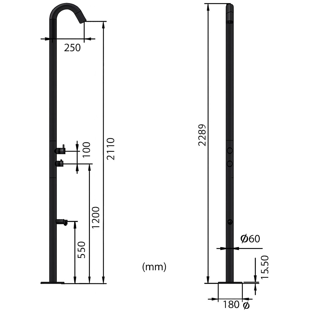 Doccia piscina inox 316 design elegante e resistente acquist