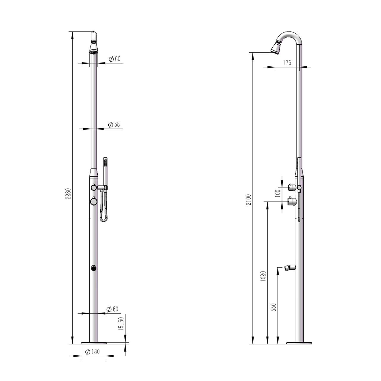 Doccia piscina inox 316L MX1006 eleganza e resistenza acquista ora