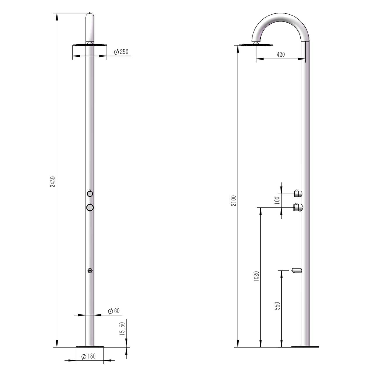 Doccia piscina inox 316L MX1007 eleganza e durata acquista ora